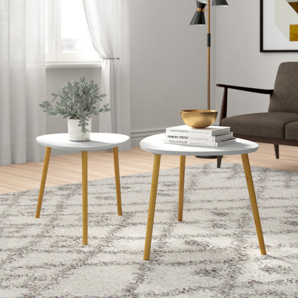 Hashtag Home Airville Of 2 Coffee Tables Set White Modern Furniture